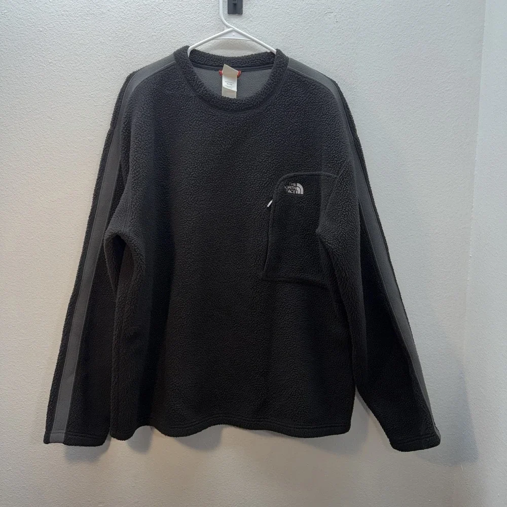 The North Face Sweatshirt Mens XL Black TKA 200 Crewneck Pullover Fleece Sherpa